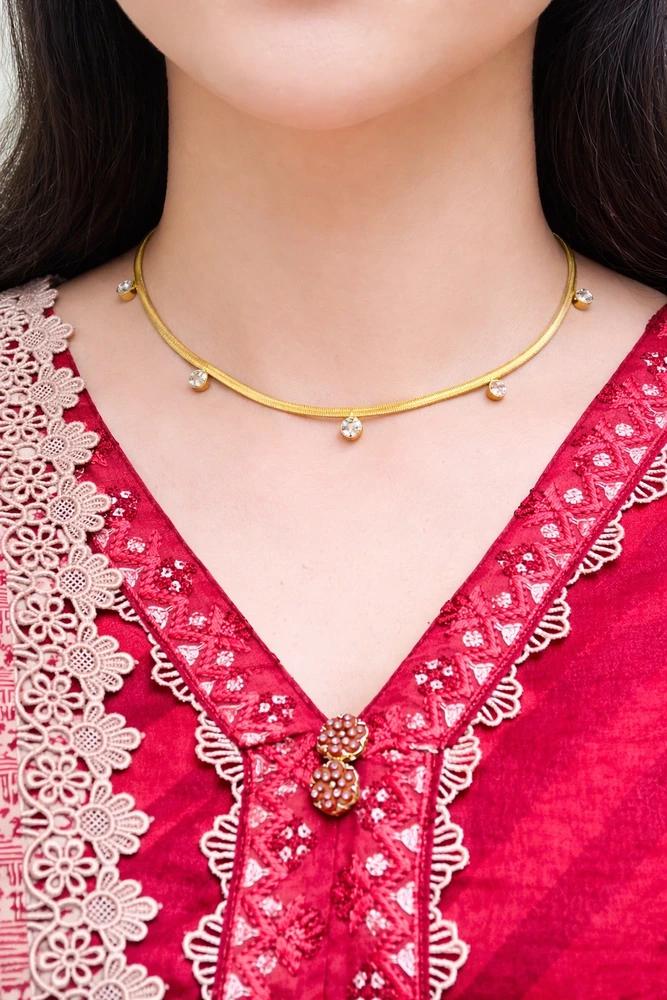 Stone necklace with snake chain