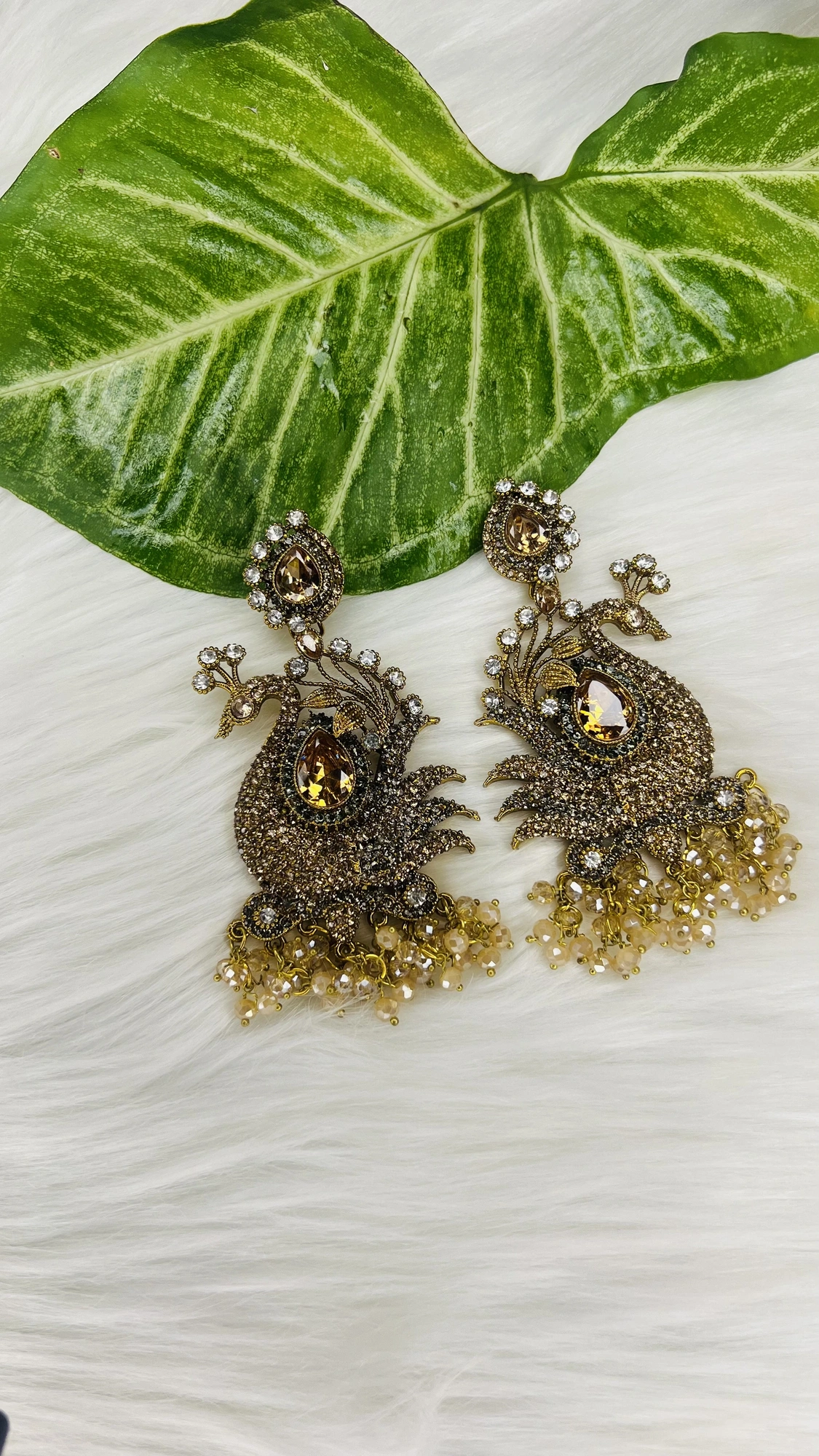 Peacock mughlai earrings