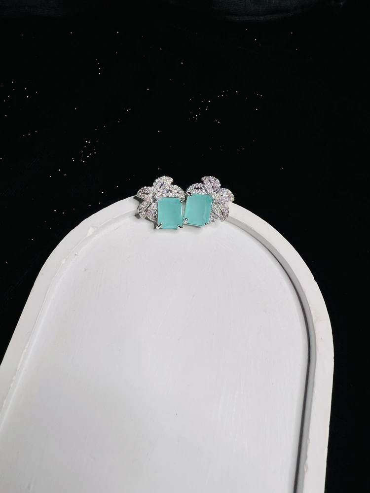 Silver and Sky Blue Studs