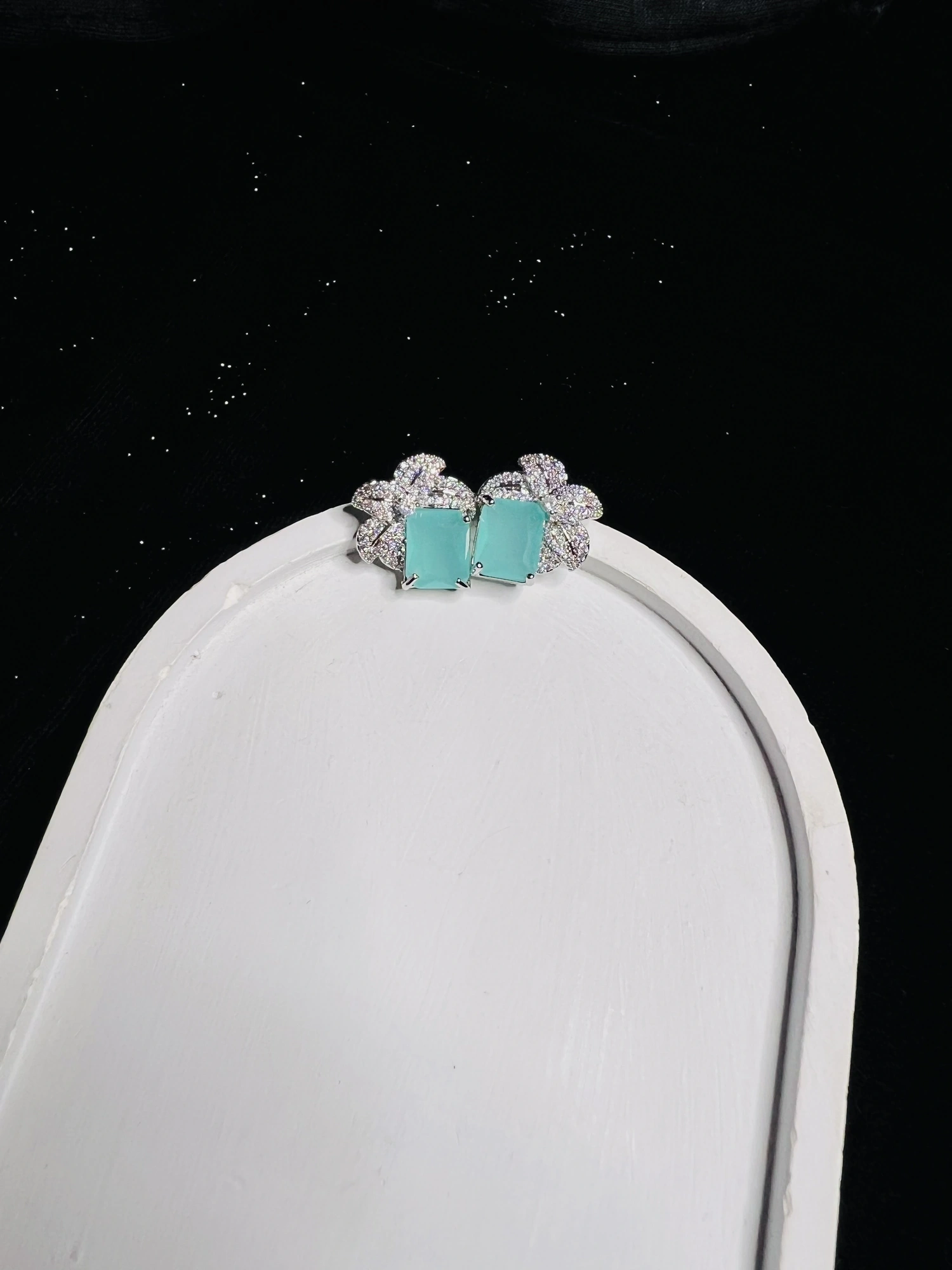 Silver and Sky Blue Studs