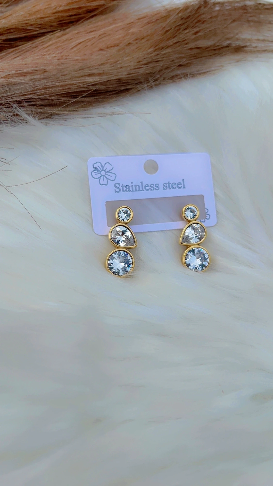 Luxury trio stone earrings 