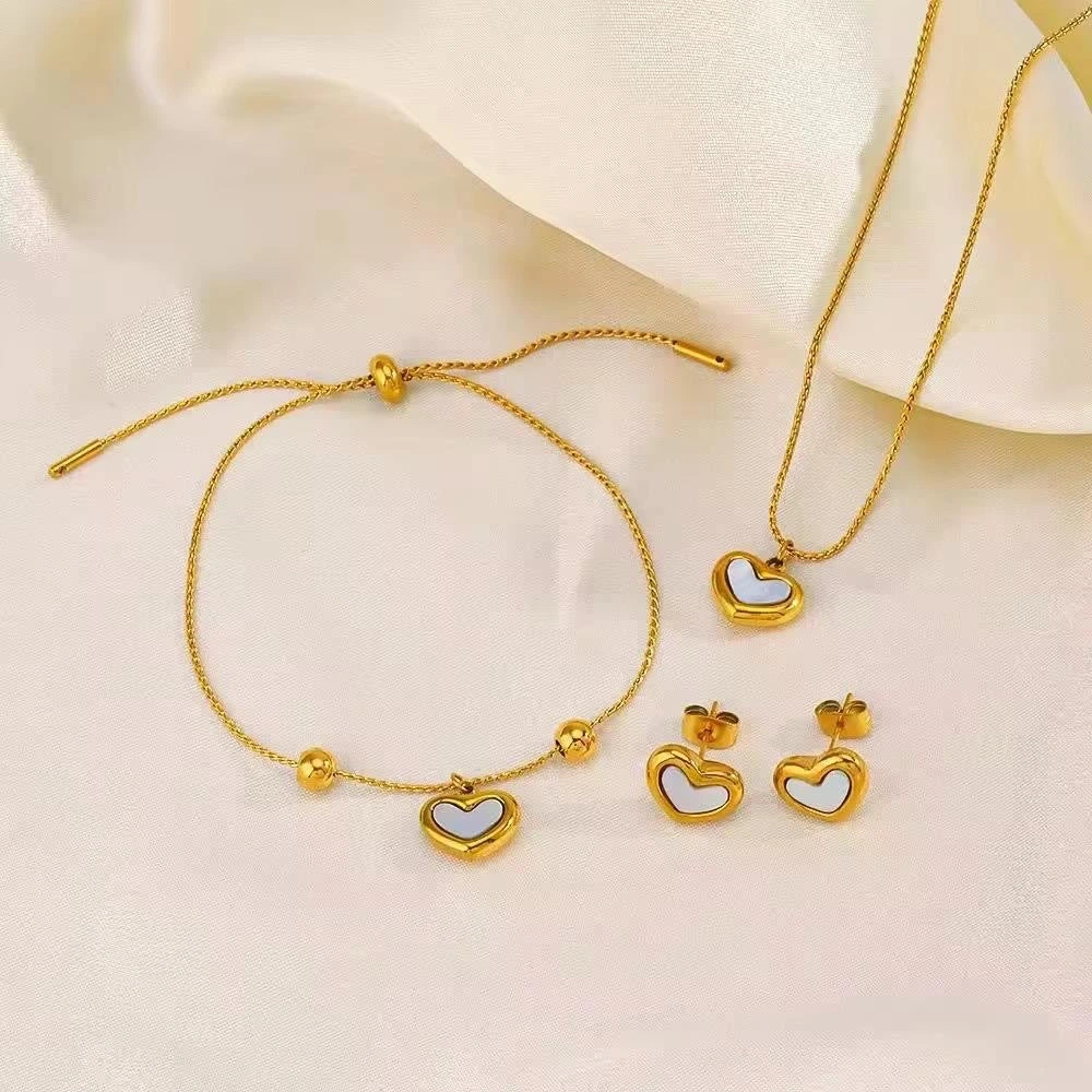 White Heart Bracelet Combo Set