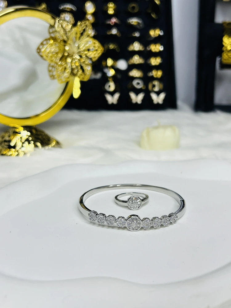 Silver zarcon bracelet paired with ring 